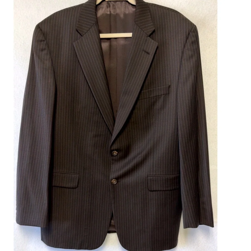 Burberry London Men's Dark Gray Pinstripe Wool Blazer 42R‎ Made in USA